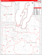 Grand Traverse County Wall Map Red Line Style